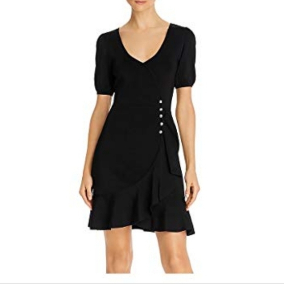 Parker Dresses & Skirts - NWT Parker New York Black Faux Wrap Rhinestone Ruffle Detail Size XL​​​​​
